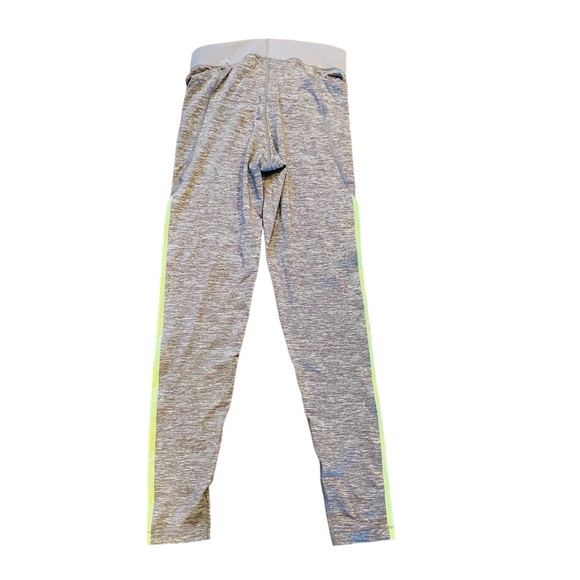 NIKE Hypercool Gray Neon Yellow Nike Pro Athletic Leggings Running Pants - Picture 2 of 6